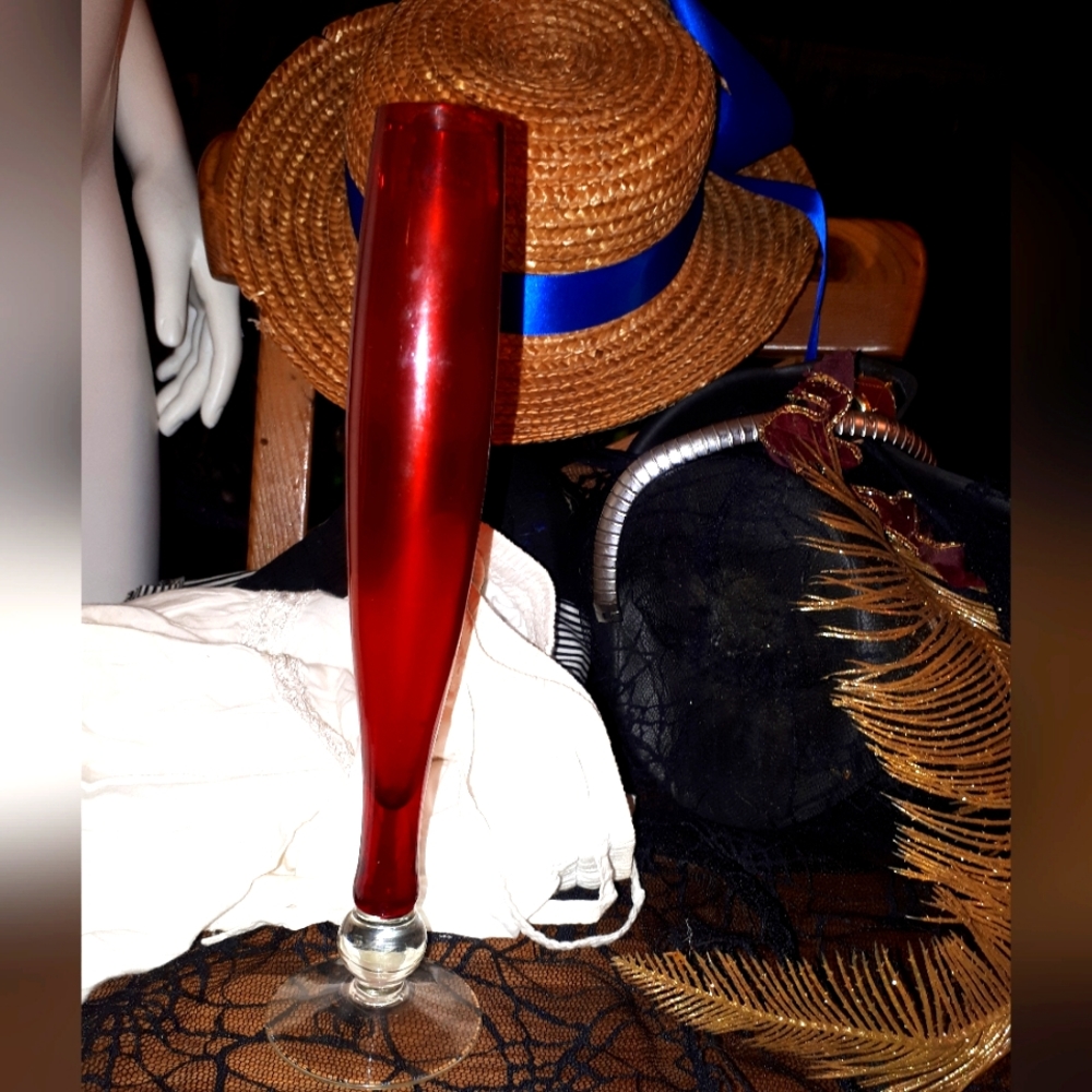 Vintage red glass vase